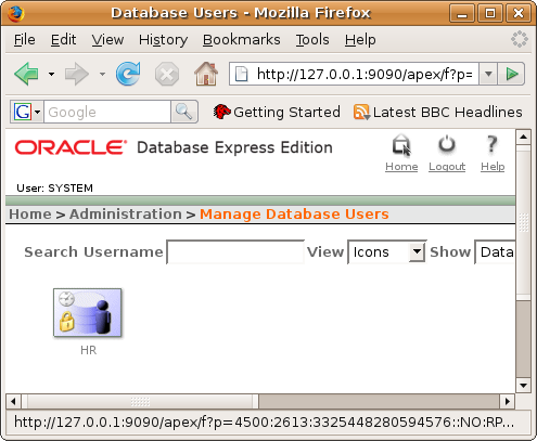 Oracle XE - HR User
