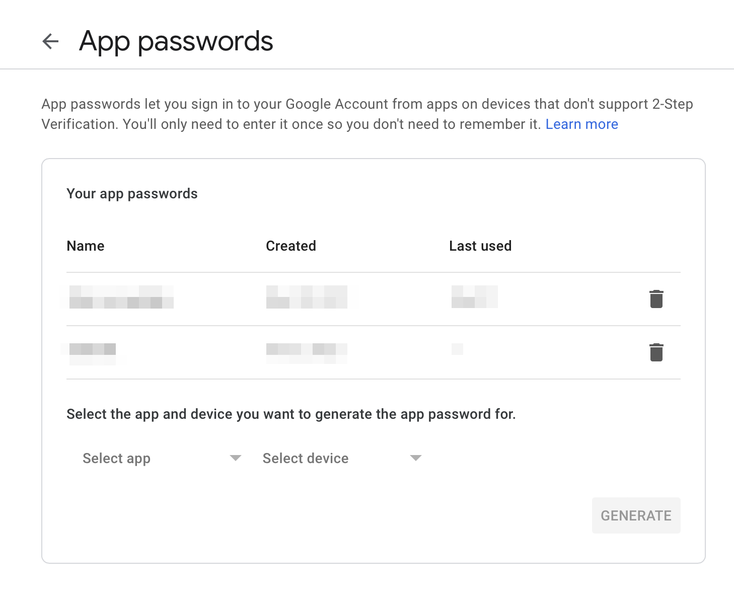 Add a new application password
